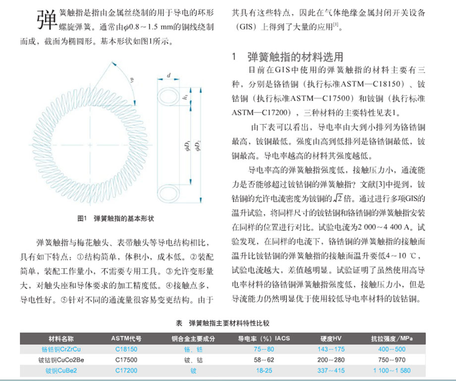 彈簧觸指在GIS中(zhōng)的應用(yòng)1